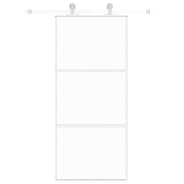 vidaXL Skyvedør hvit 90x205 cm herdet glass og aluminium