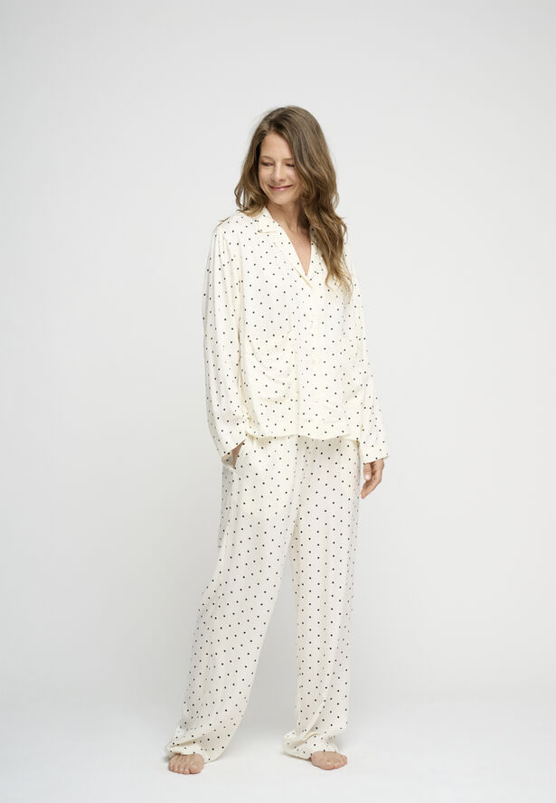 Moshi Moshi Mind moon pants silky Ecru/black dots