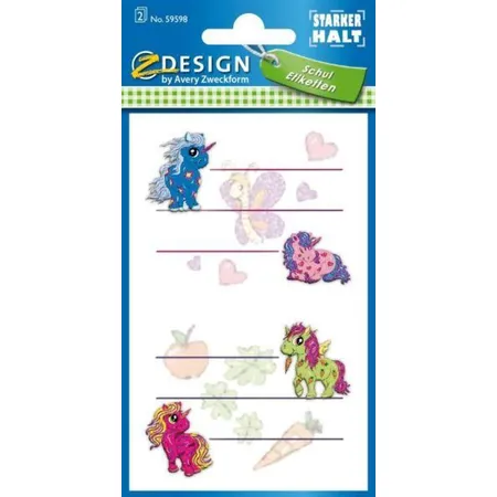 Avery Zweckform Z-Design 59598, Buchetiketten, Einhorn, 4 Aufkleber