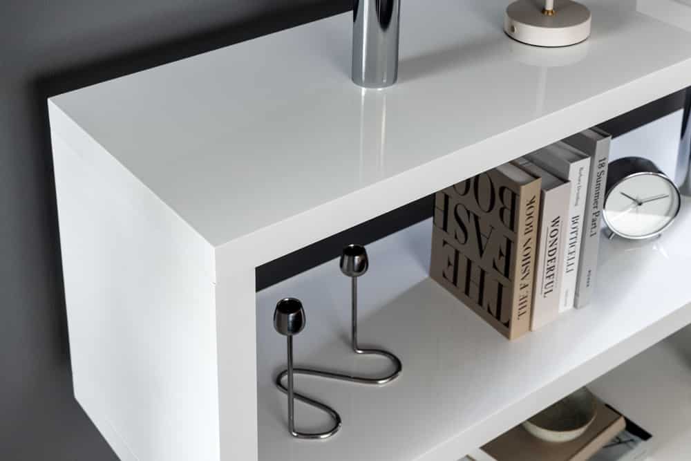 Design Regal SNAKE 165cm weiß Bücherregal Hochglanz mit fünf Böden