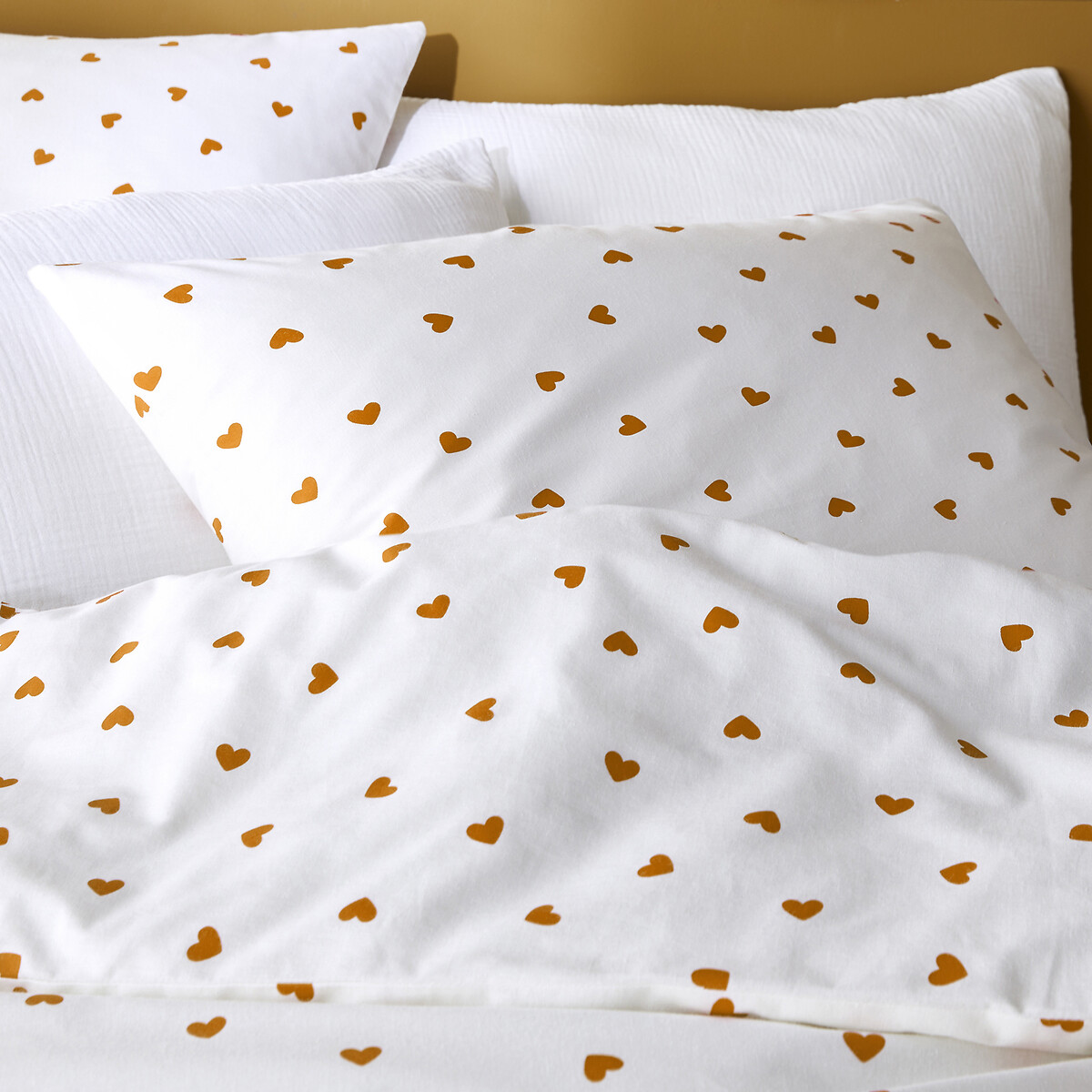 LA REDOUTE INTERIEURS<br>Conjunto de cama 50% algodão reciclado, fronha retangular.Scacco