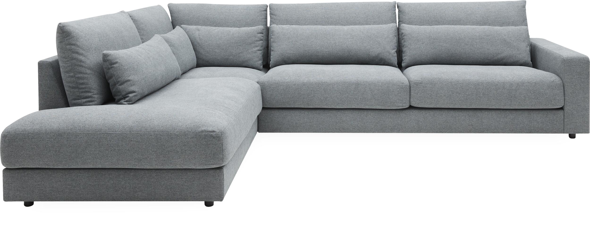 Halmstad venstrevendt hjørnesofa med pufafslutning