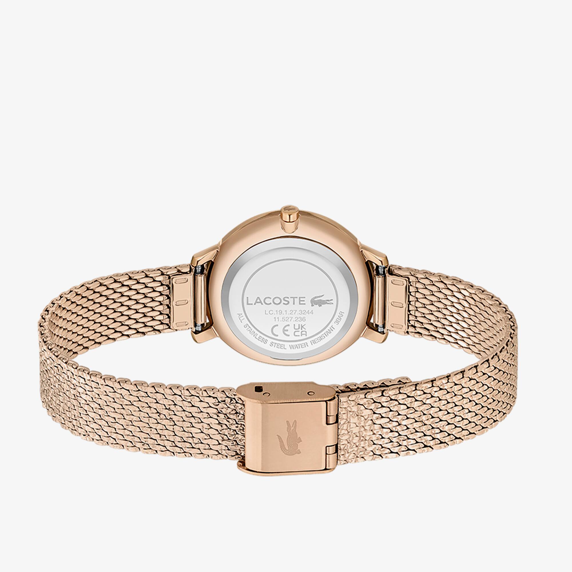 Montre 2 aiguilles Suzanne maille IP or rose Montres - Blanc - Lacoste - Femme
