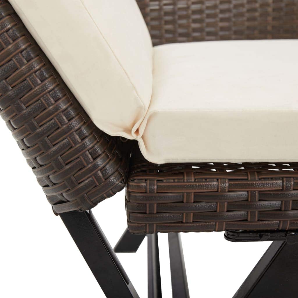 Tidyard 2-in-1 Gartenbank Sonnenliege Poly Rattan mit Auflage Multifunktionsbank Gartensofa 2 Sitzer Liegesofa Gartenliege Liegestuhl, Beide Seiten Sind Verstellbar, Braun 176 cm
