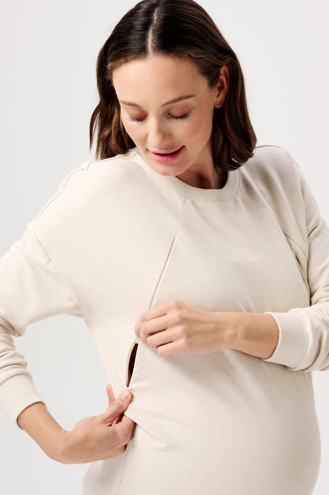 Noppies Maternity Trui met voedingsfunctie Lesy - Oatmeal