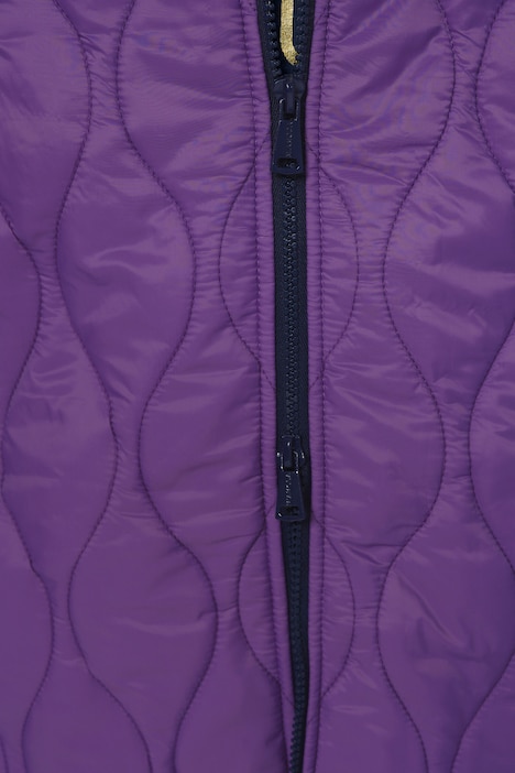 Long-Steppweste, Kapuze, Zipper