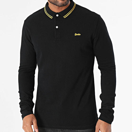 Polo Manches Longues Vintage Tipped Noir