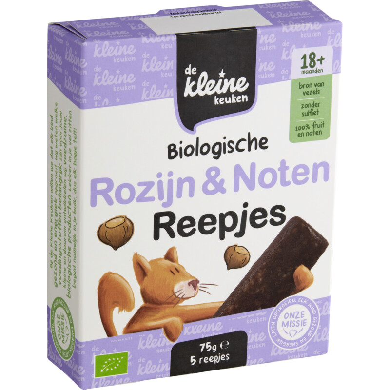 De Kleine Keuken Biologische rozijn & noten reepjes 18m+