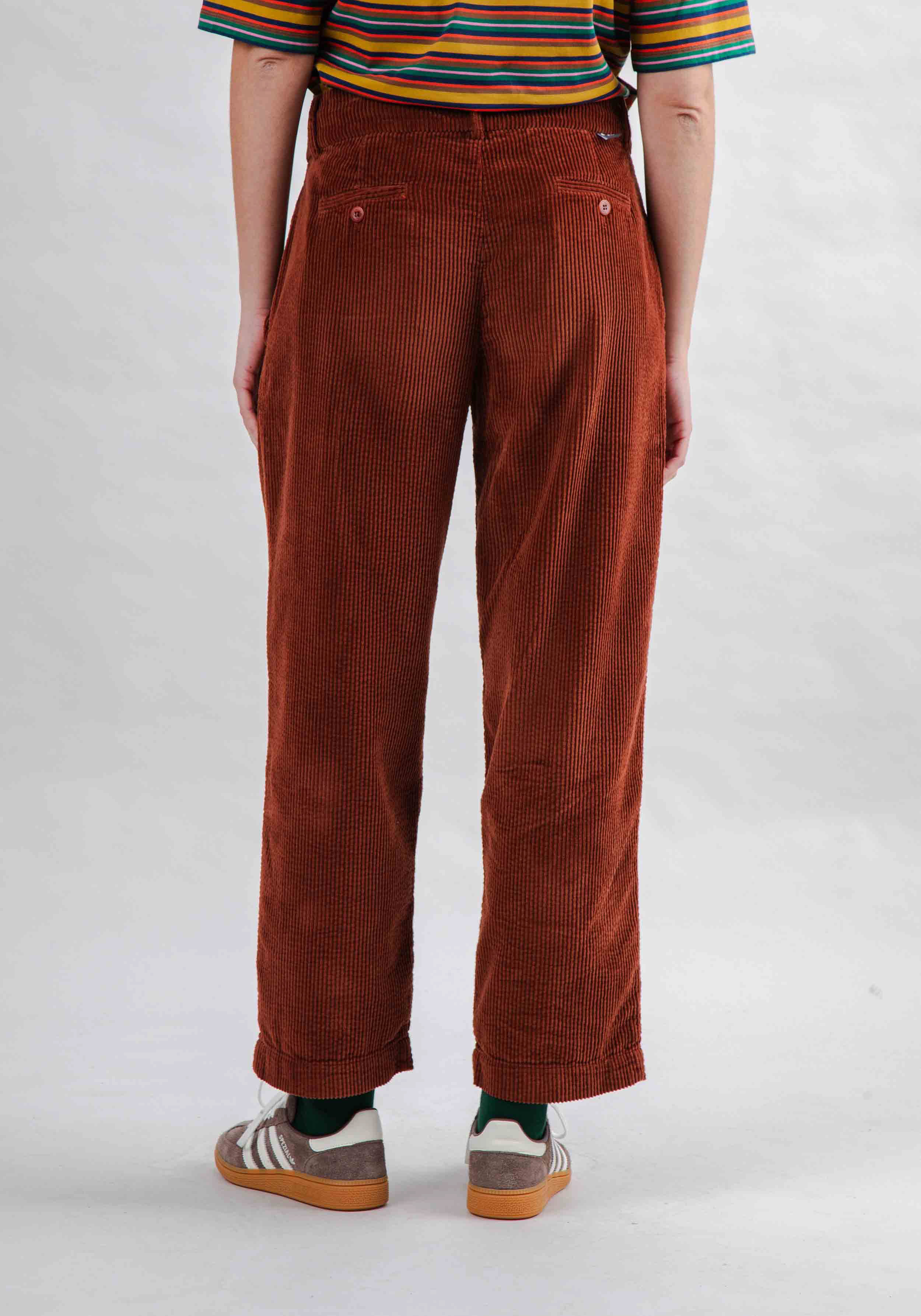 Brava Fabrics Cord-Hose Corduroy Pleated Pants Copper
