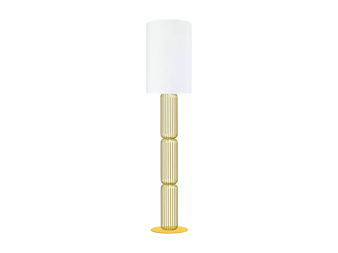 Lampadaire colonne métal doré 155 cm.