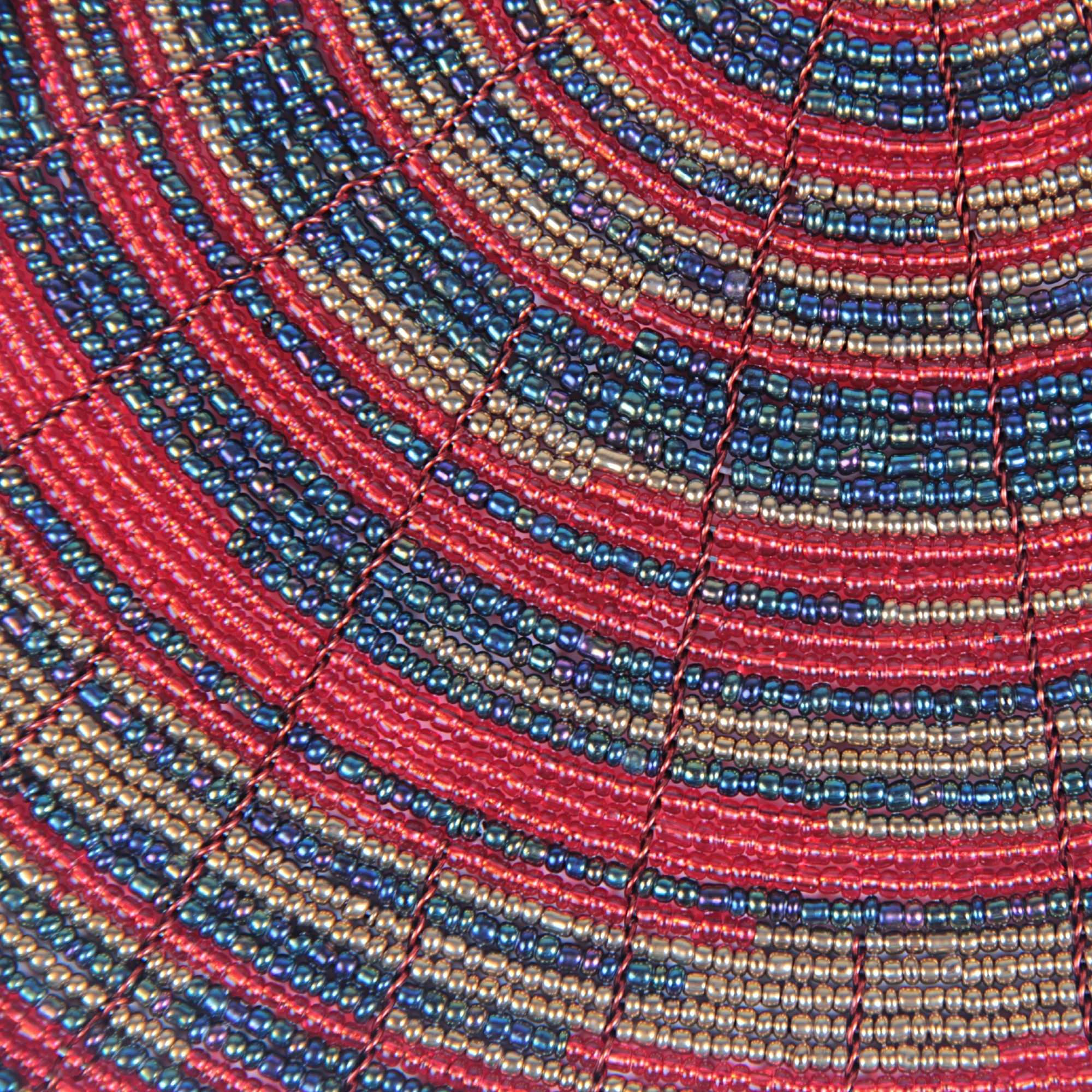 Ablage Glasperlen red/gold, B 30 cm, L 30 cm, H 3 cm von fischer's lagerhaus