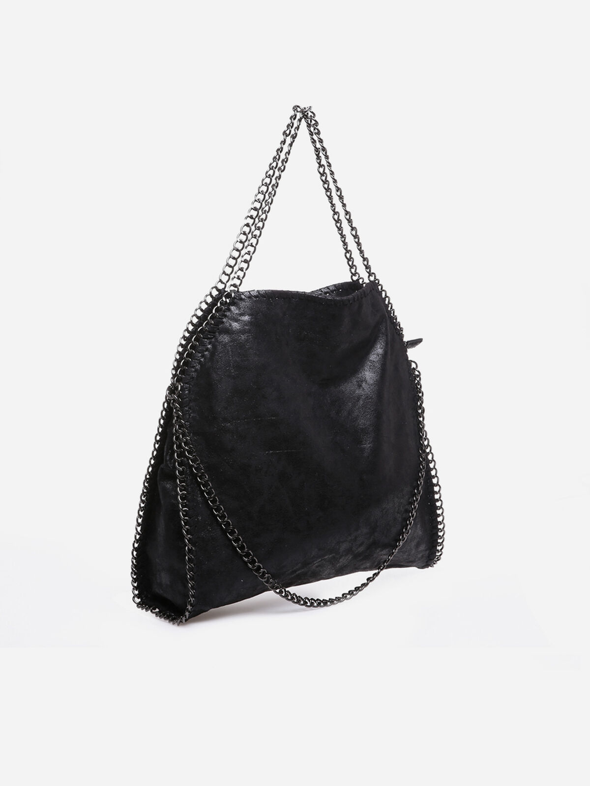Sac cabas noir contour et anses en chaîne Noir- Noir