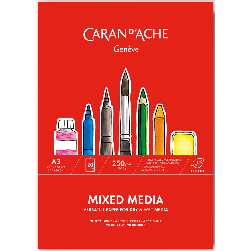 Caran d'Ache Zeichenblock Mixed Media, A3, blanco