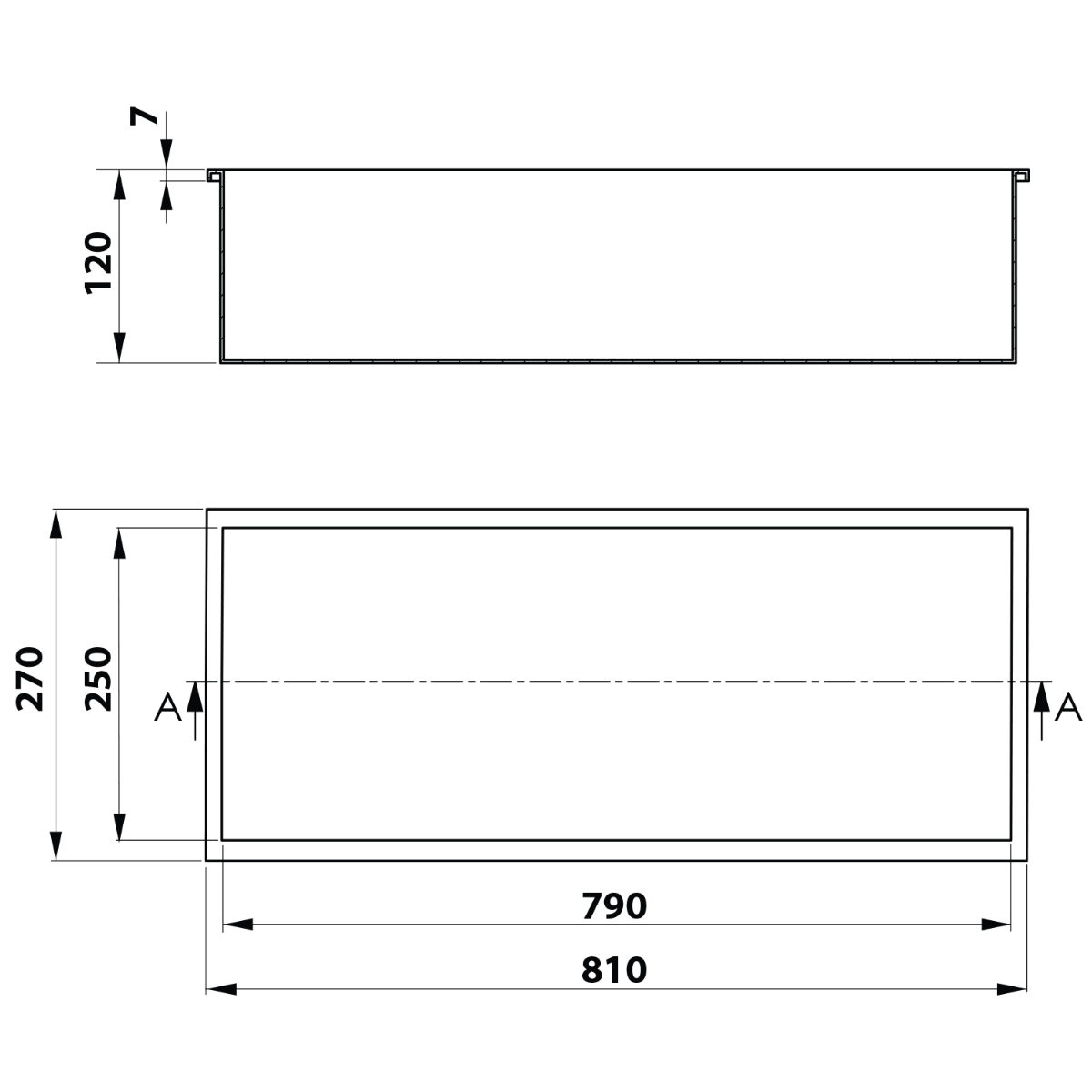 Polysan Inserta inbouwnis 81x27cm antraciet