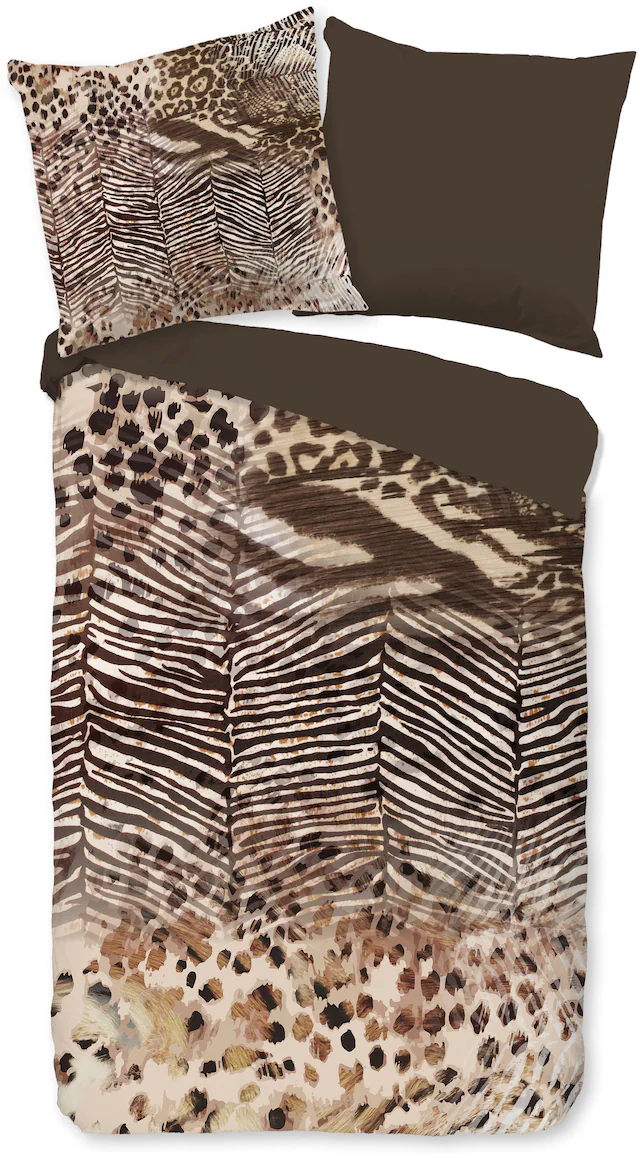 PURE luxury collection Wendebettwäsche »Skins« 2 Stk. tlg. Mikrofaser, 135x200, 2 Teilig, Pflegeleicht, Wendeoptik, Leopard Braun