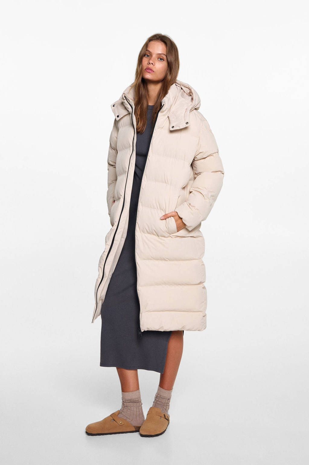 MANGO TEEN gewatteerde jas beige
