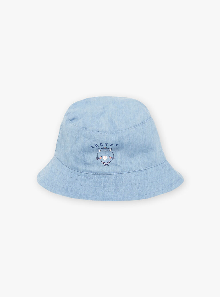 Bob réversible avec denim bleu et rayures bleu marine