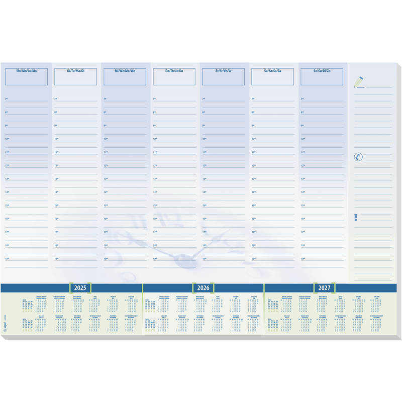 Sigel Schreibunterlage Time mit Kalender, Papier, blau