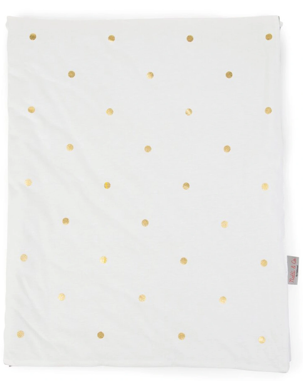 Babydecke DOTS (80x100) in weiß/gold