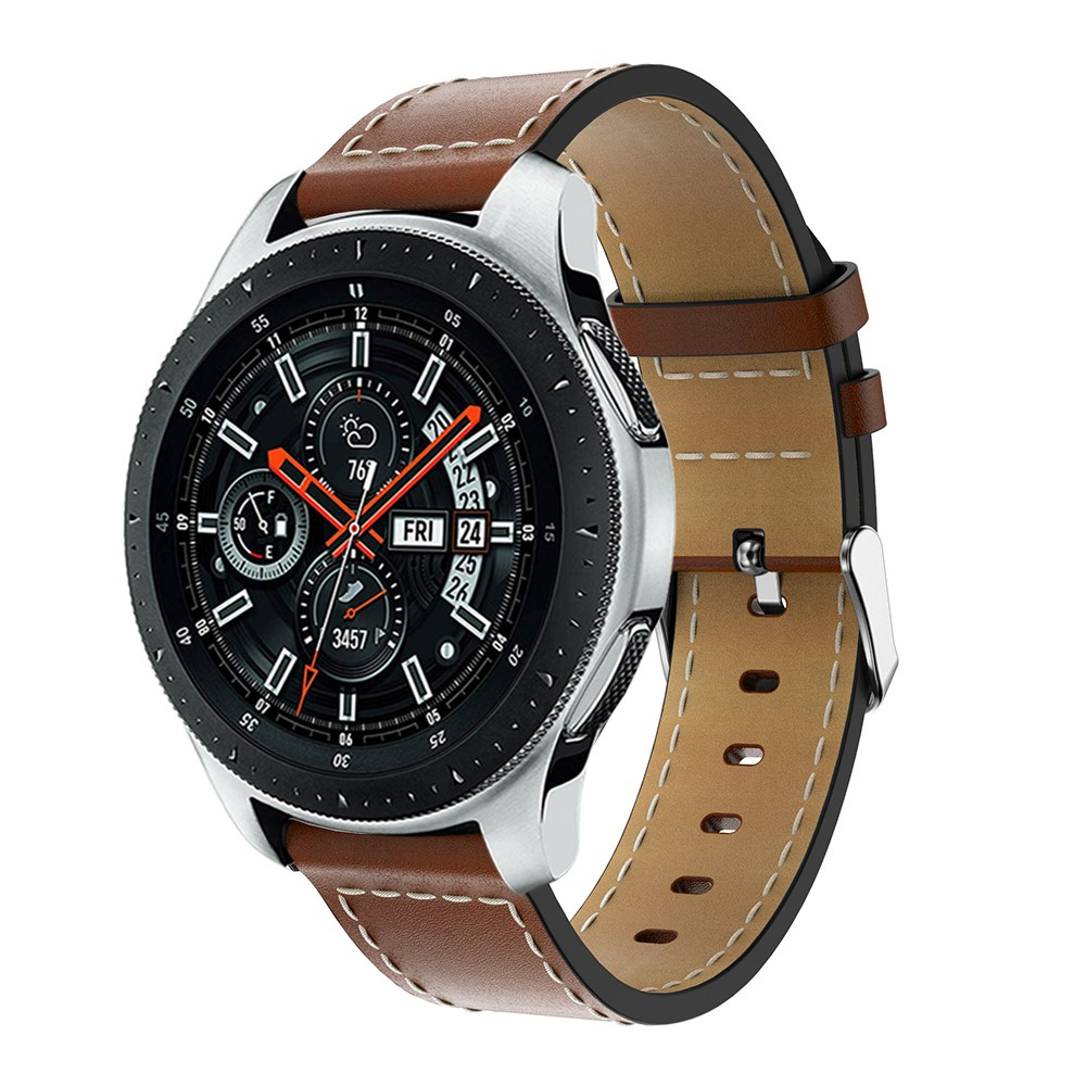 (Gr. L) Samsung Galaxy Watch 46mm / Gear S3 Classic / S3 Frontier Echtleder Armband mit Dornschliesse (Gelenkumfang 178-238 mm) - Braun