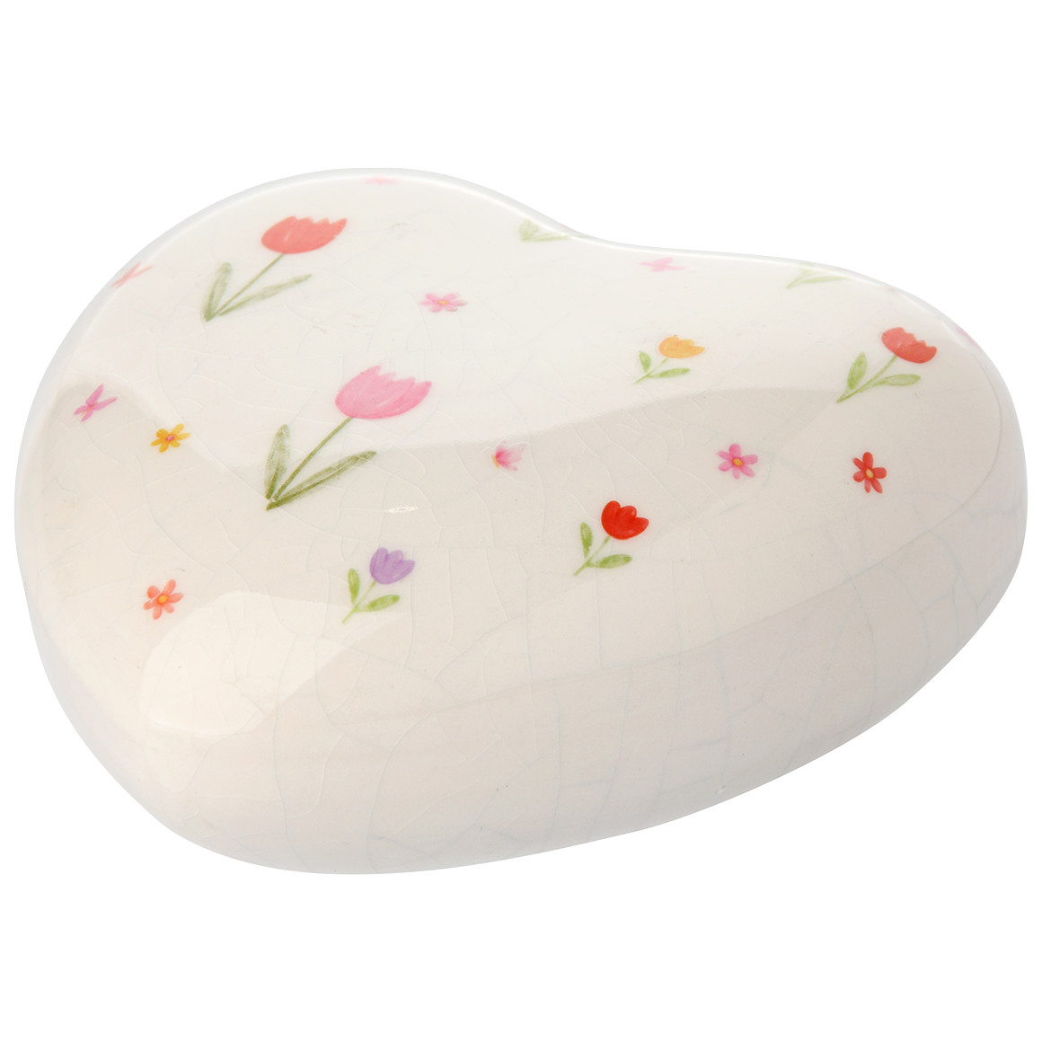 Deko-Herz mit Tulpen-Allover cremeweiss / bunt