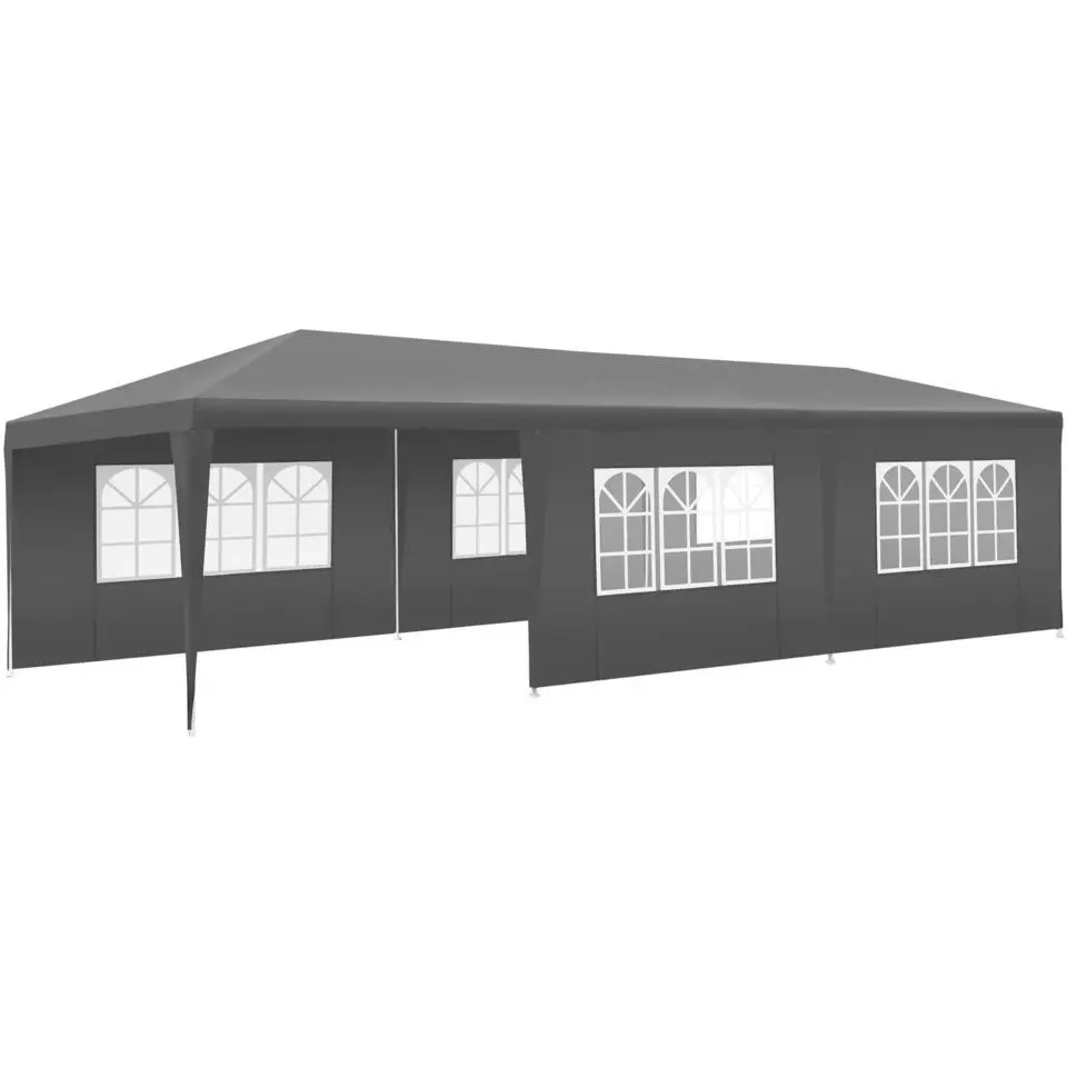 tectake Paviljoen Miramas met 8 zijpanelen, waterdicht, 9x3m, Grijs