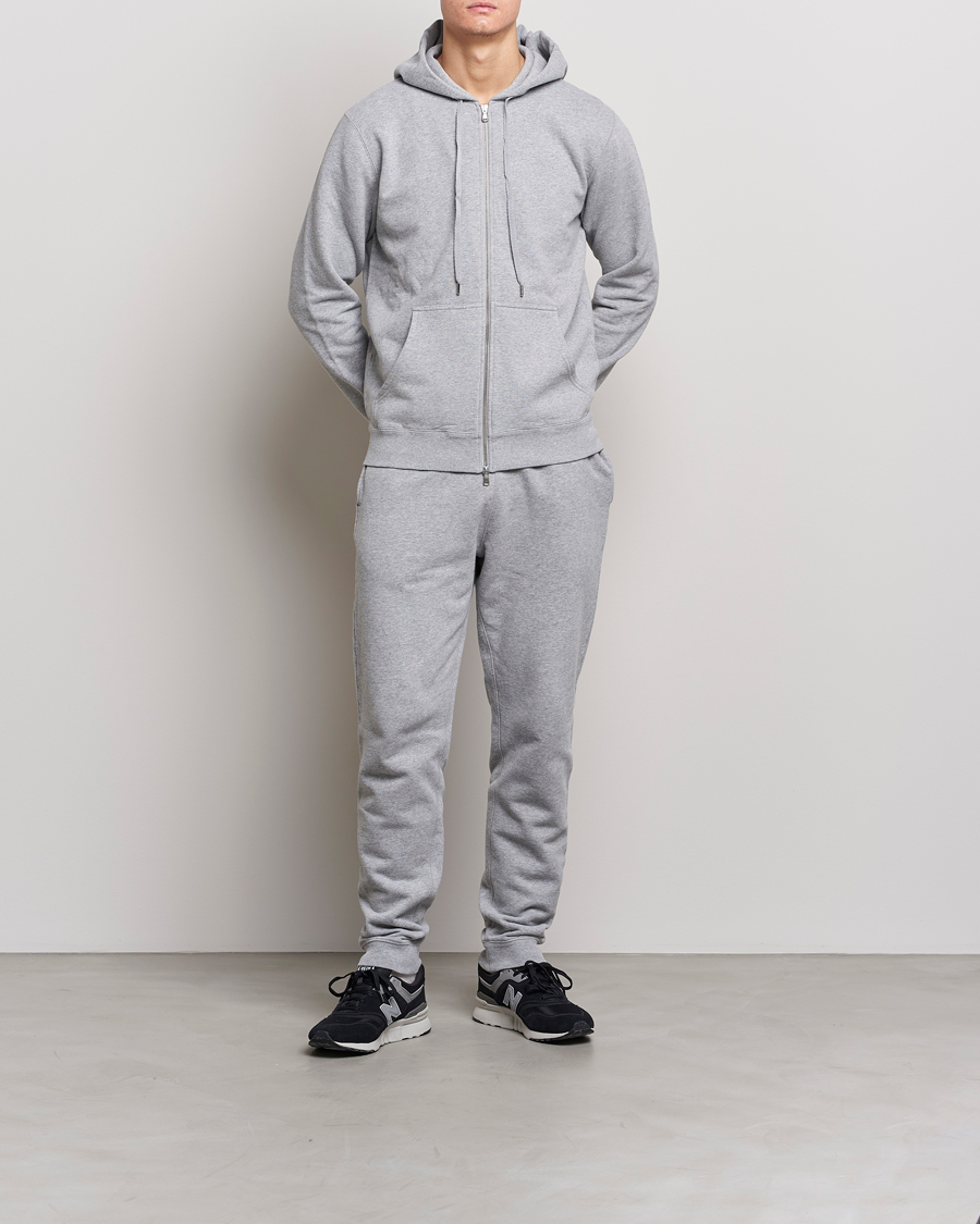 Sunspel Cotton Loopback Track Pants Grey Melange