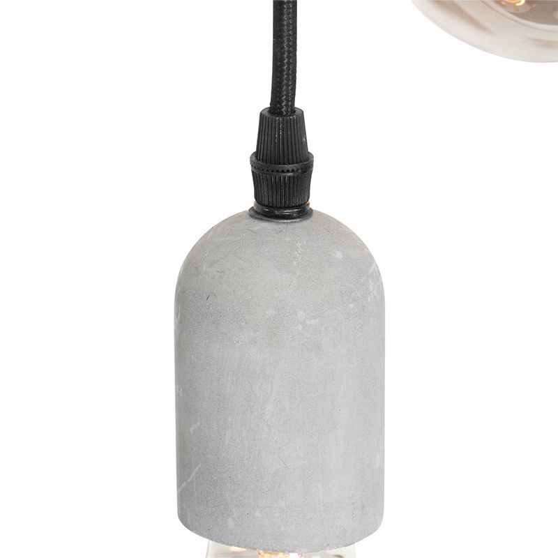 Industriële hanglamp zwart met beton rond 3-lichts - Pedra