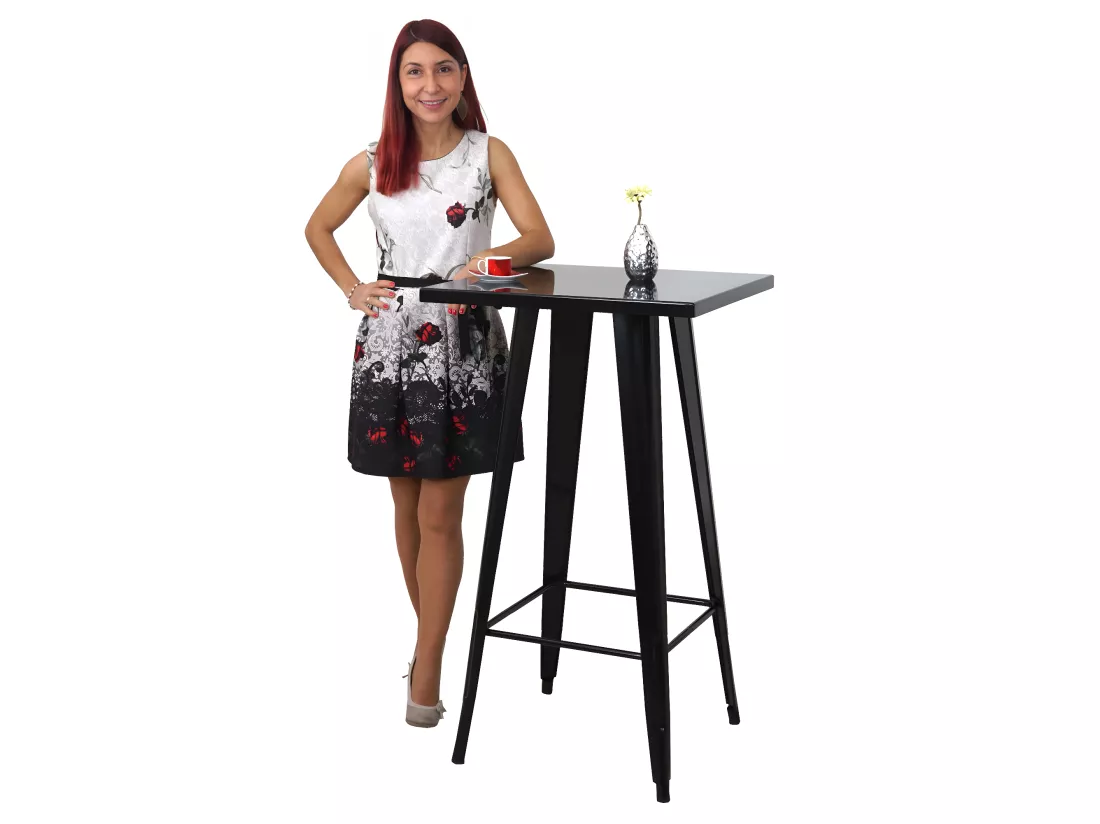 Table haute MCW-A73 Métal, noir