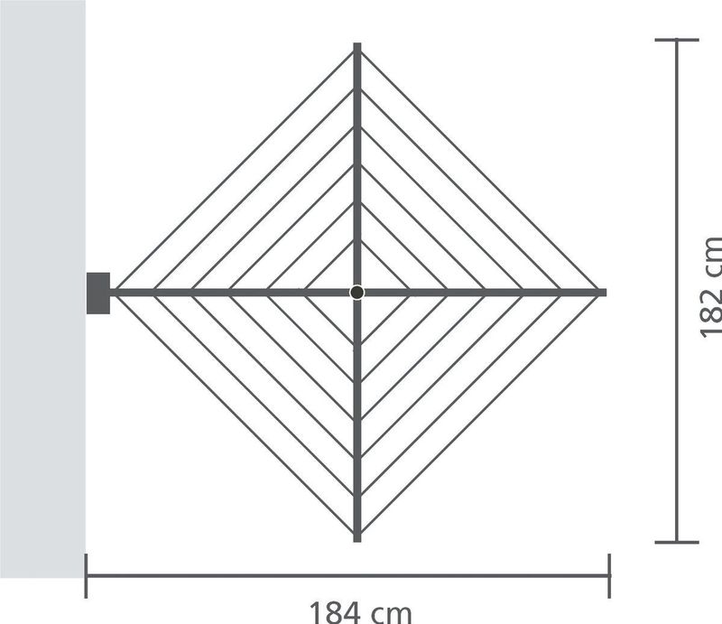 Brabantia WallFix Wanddroogrek - met Beschermhoes - 24 m - Metallic Grey