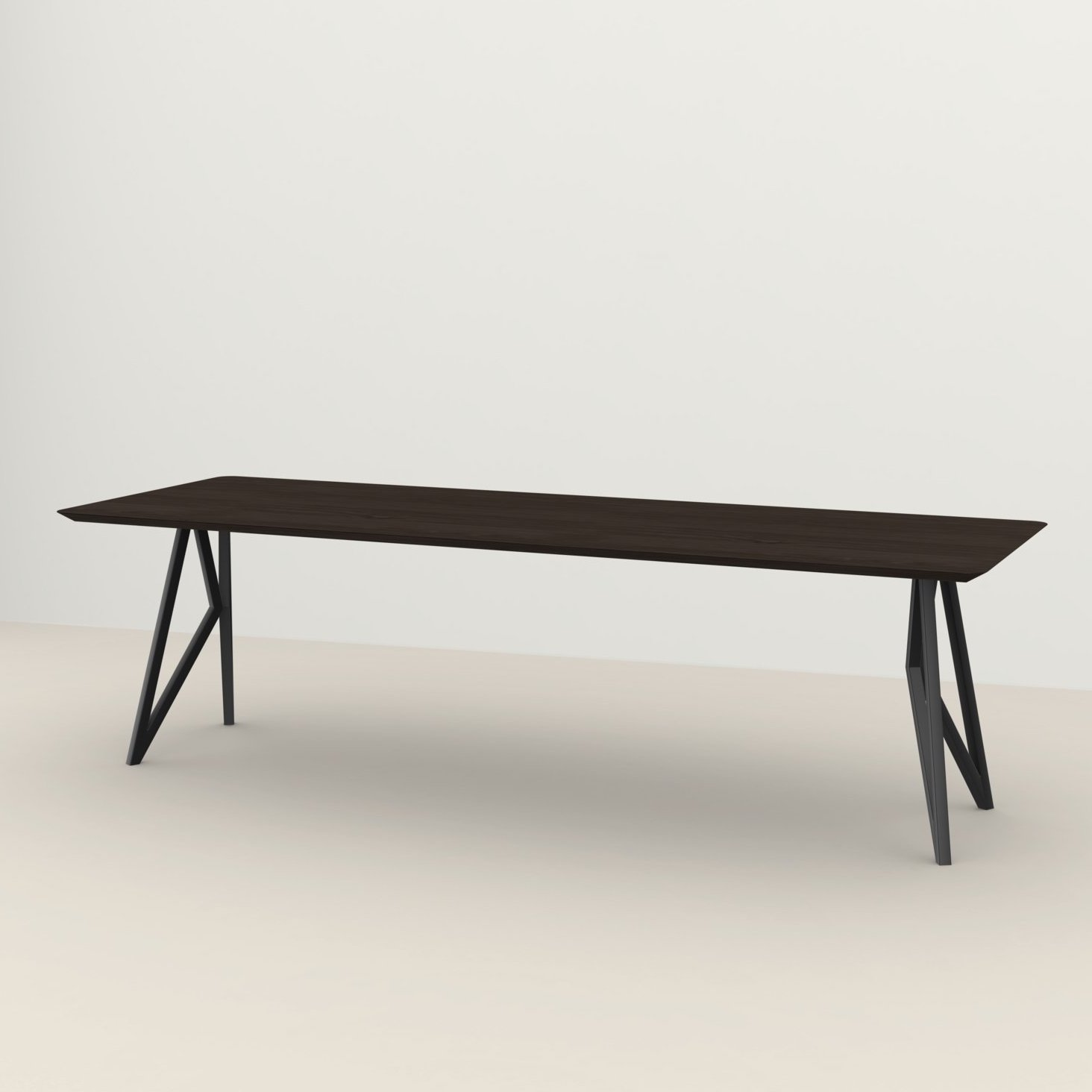 Studio HENK tafel Butterfly Rechthoekig - zwart frame, gerookte beits 240 x 90 | Gerookte Beits | Verjongde Rand | Frame Zwart