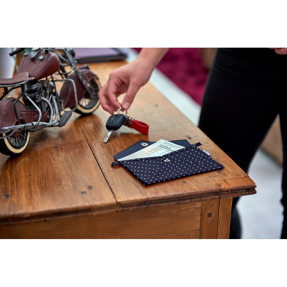 Petite Pochette Enveloppe Pois Marine