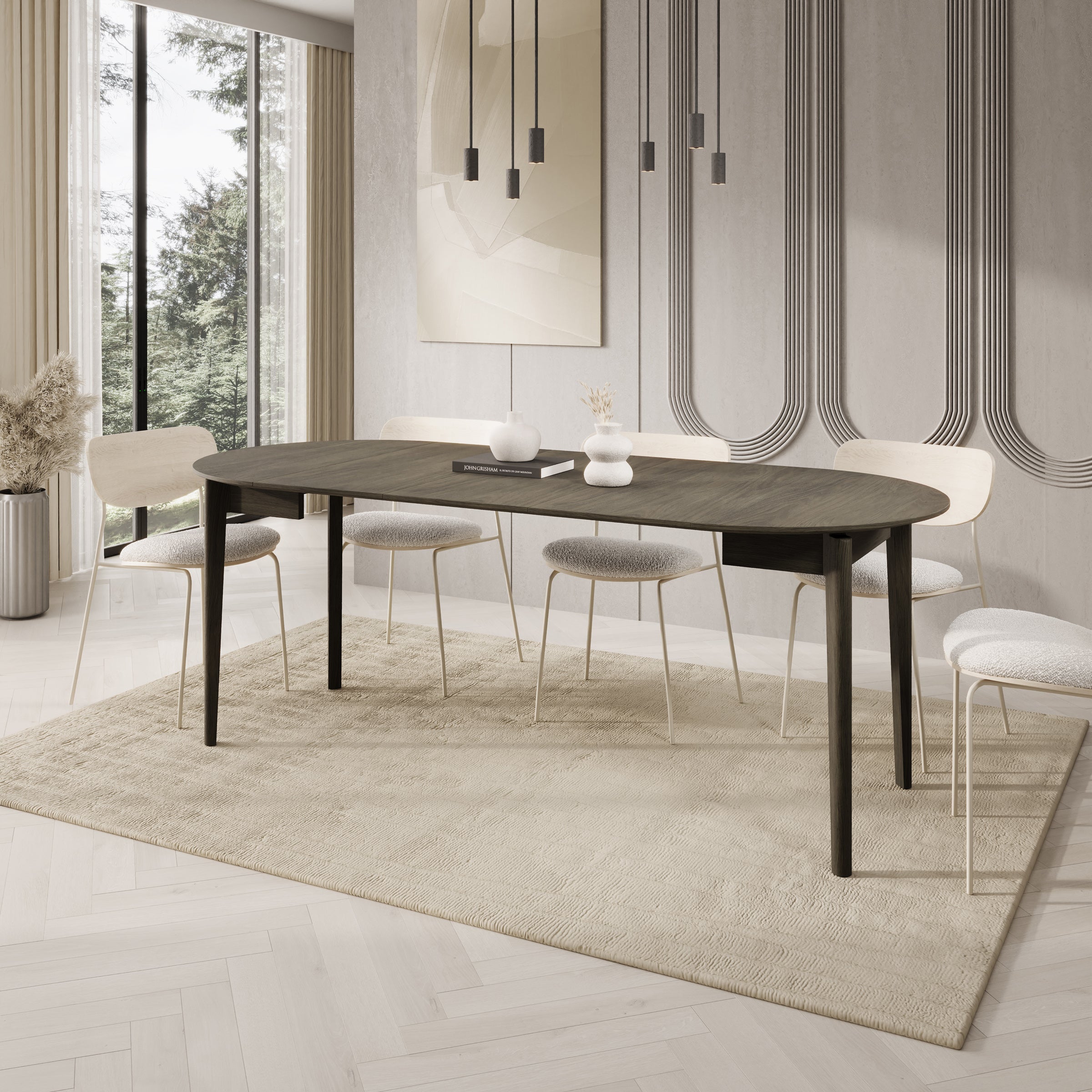 Portino - Eetkamertafel - Donker eiken - 90-210x90x77 cm