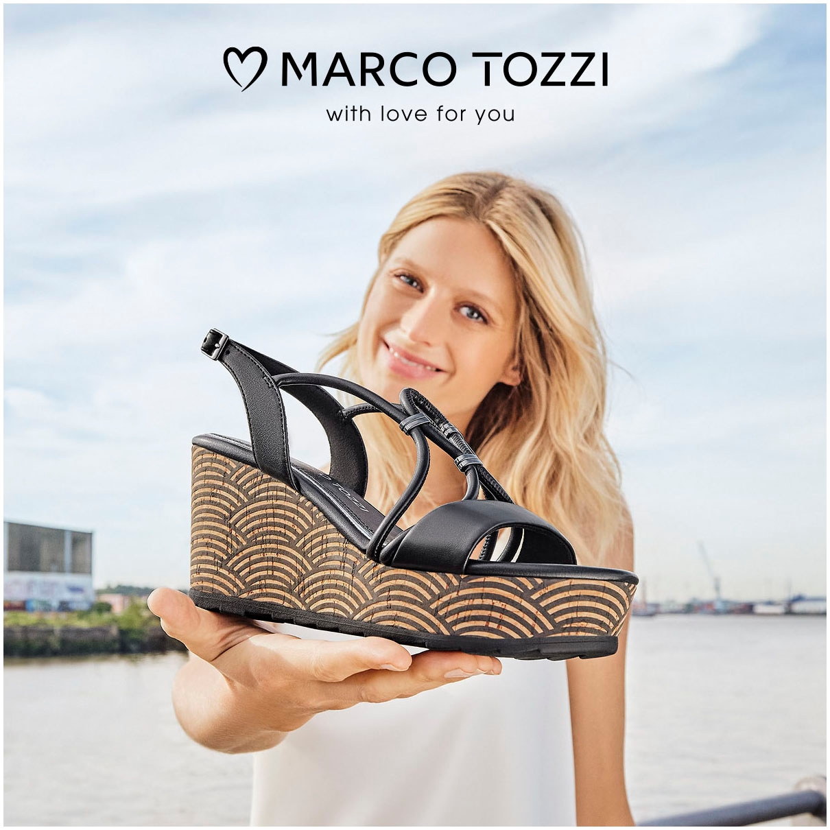 MARCO TOZZI Keilsandalette  , Sommerschuh, Sandale, Keilabsatz, in veganer Verarbeitung