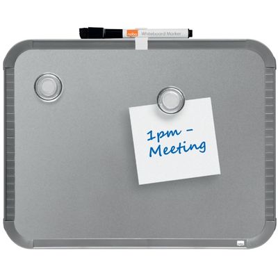 Nobo - Tableau blanc Slimline en acier laqué - 22 x 28 cm - magnétique - cadre gris