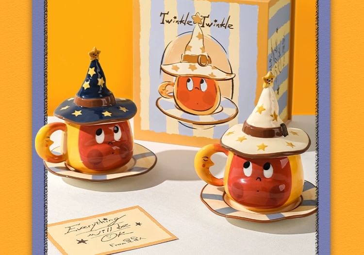 Kawa Simaya - Set: Wizard Keramische Drinkbeker + Deksel + Schotel