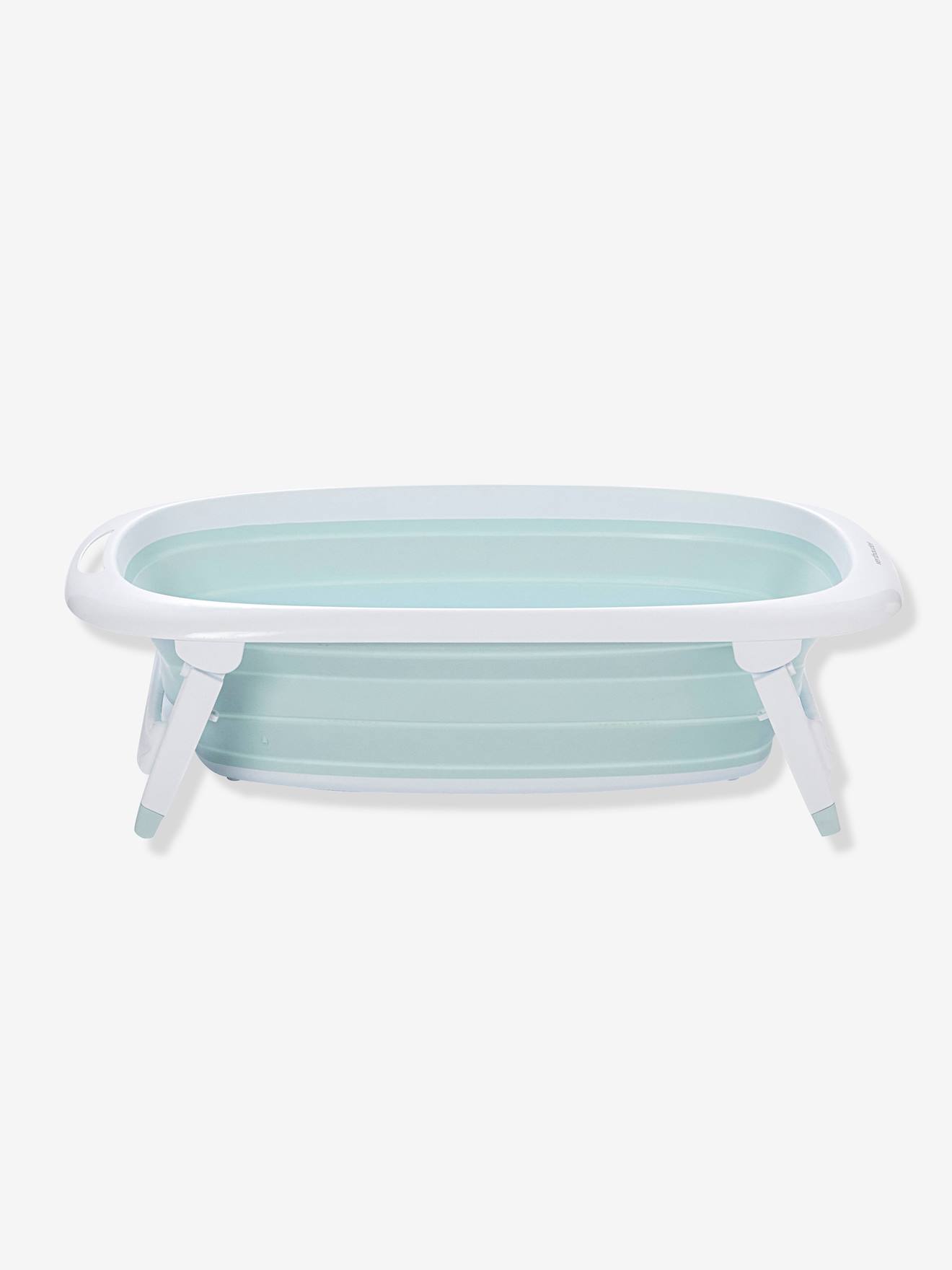 Banheira dobrável Easytub VERTBAUDET, com estampa azul.