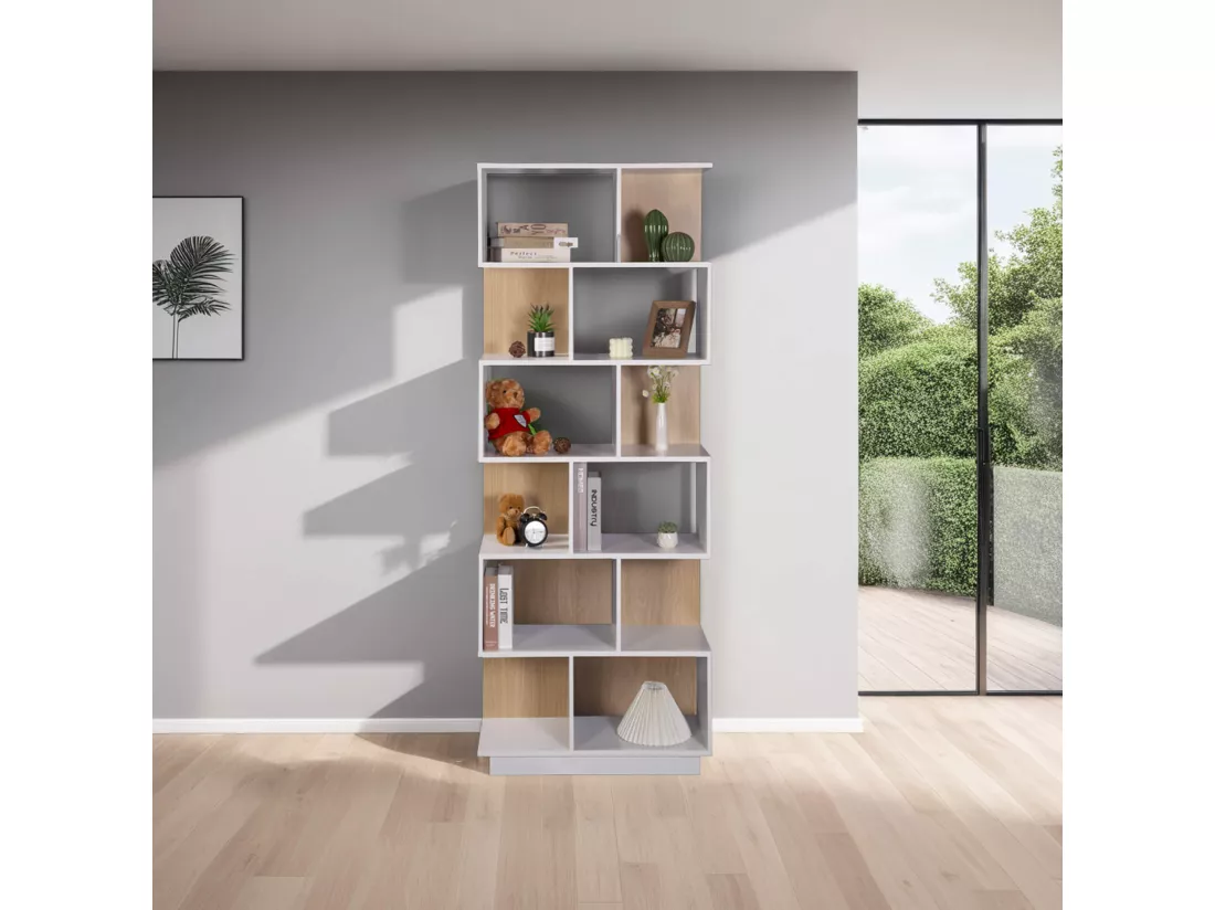 Bibliothèque Silene 180x70x29,5 Aggloméré Blanc Marron Clair Moderne