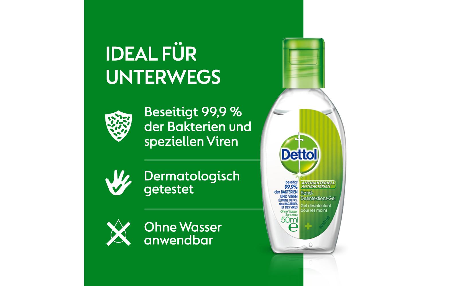 Desinfektionsgel Hand 50 mlAntibakterielles Desinfektionsmittel für die Hände in Reisegrösse