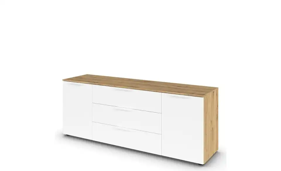 Sideboard Weiß, Eiche Artisan (Nachbildung) Weiß, Eiche Artisan (Nachbildung) Front: Dekor, Oberboden: Dekor Weiß