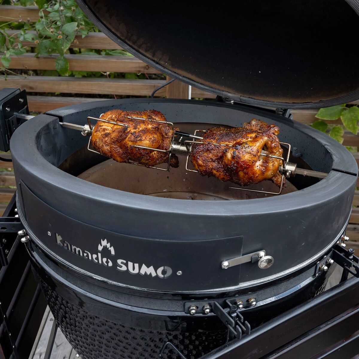 Maxi kullgrill, grønn + grillmesterens rotisserie og pizzaovn