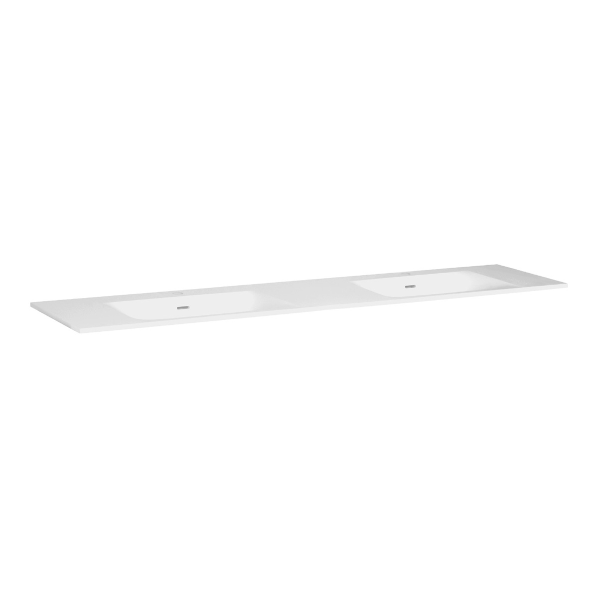 Brauer Glacier dubbele wastafel fine stone 200cm met kraangaten wit mat