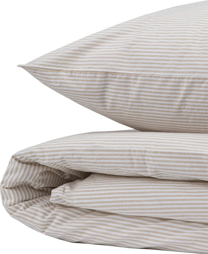 Magasin du Nord Collection Small stripe washed percale beige 140x200