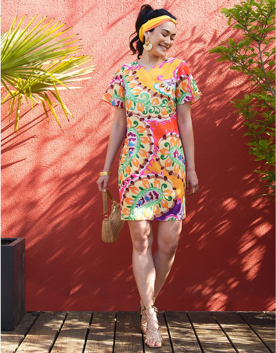 Robe chic orange imprimée