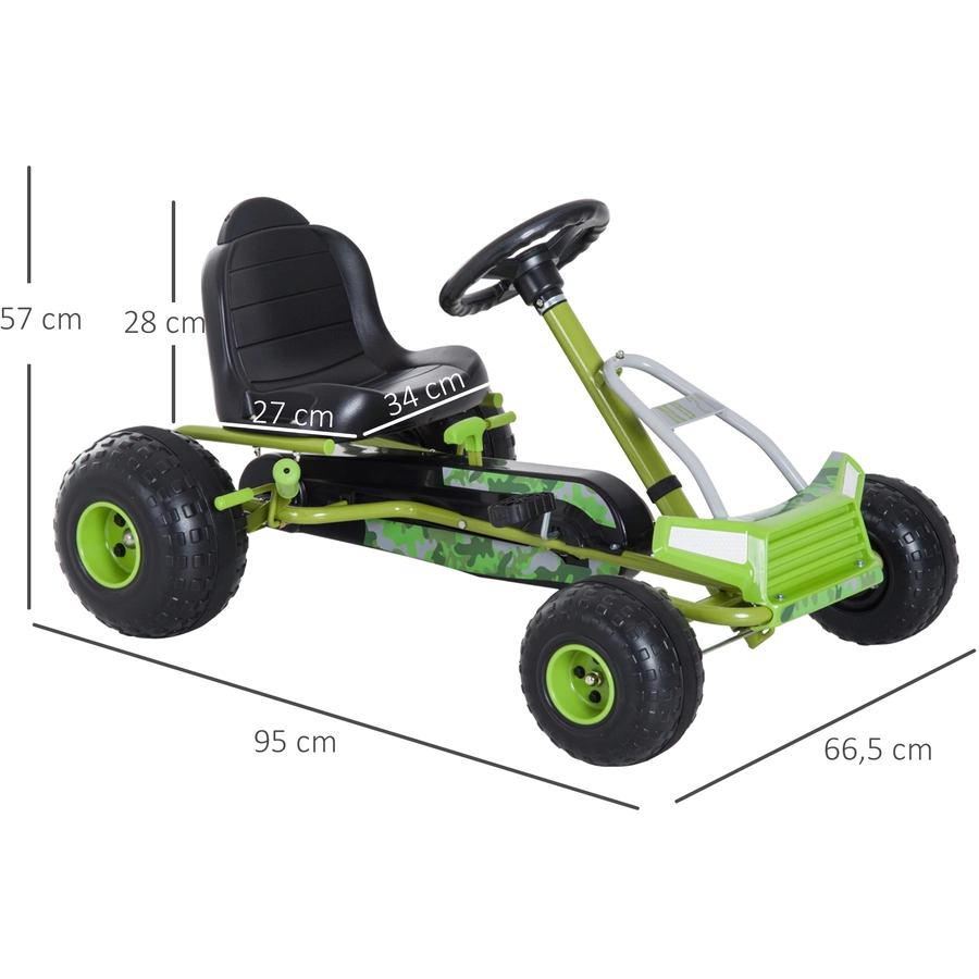 HOMCOM Tretauto mit Handbremse grün