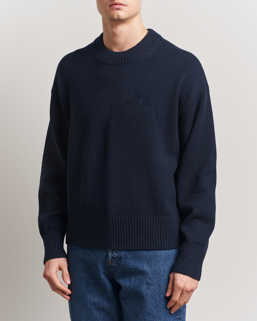 J.Lindeberg Eddy Cotton/Wool Crewneck Navy
