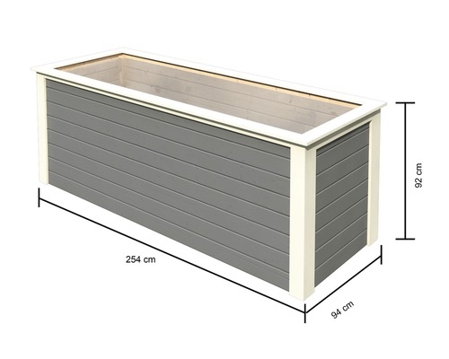 Verhoogd bed klassiek Karibu 2 254 x 94 x 92 cm terragrijs