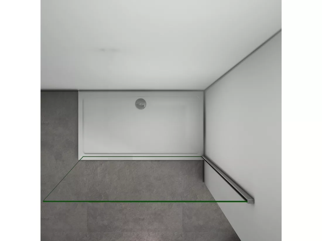 Paroi de douche à l'italienne 160x200cm en 8mm verre trempé anticalcaire, sans barre de fixation