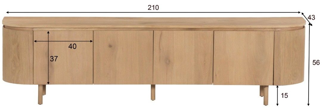 Tv-meubel Tobago B210 x D43 x H56 cm