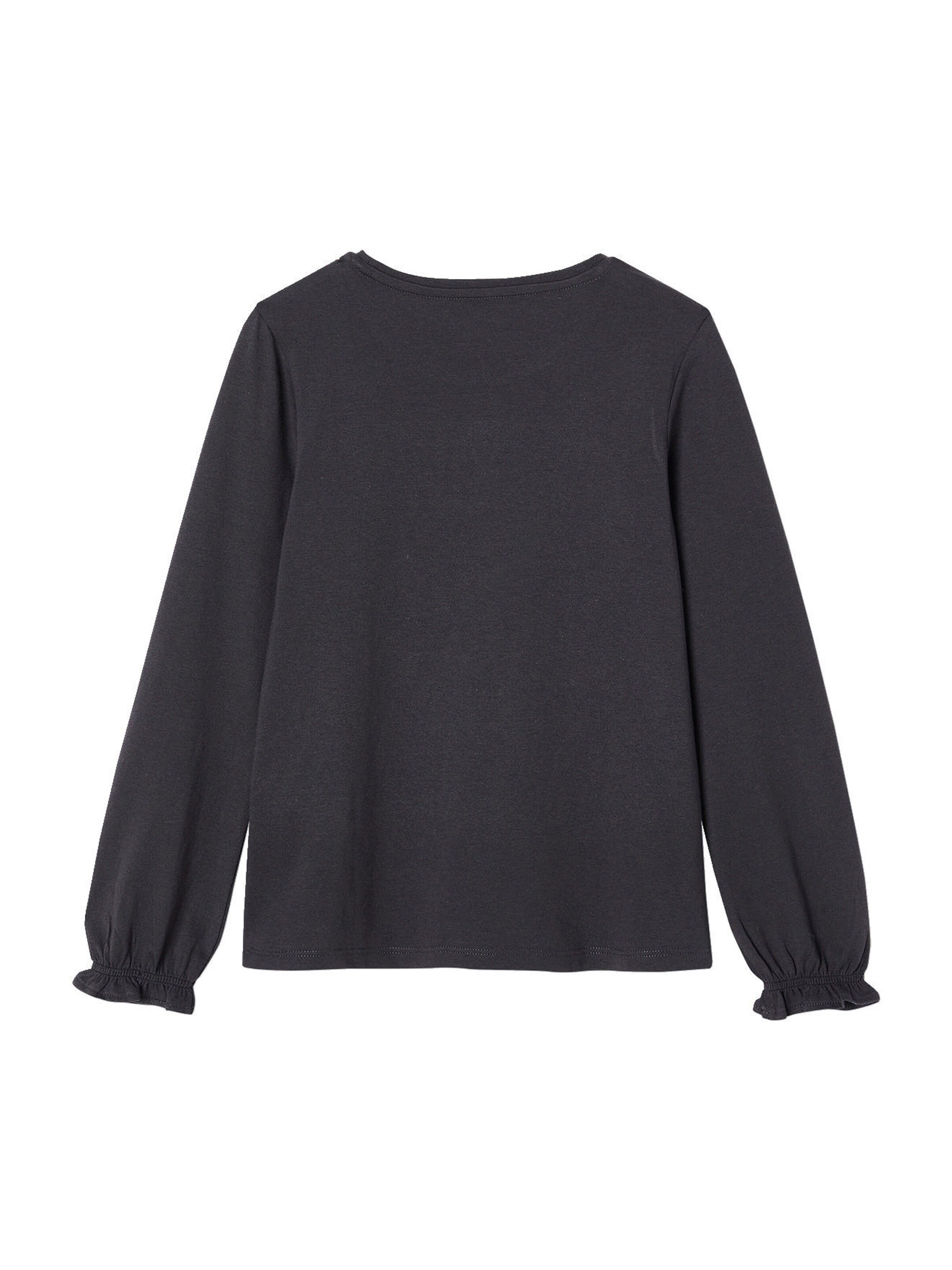Vertbaudet Mädchen Shirt mit Relief-Blumen und Recycling-Baumwolle anthrazit